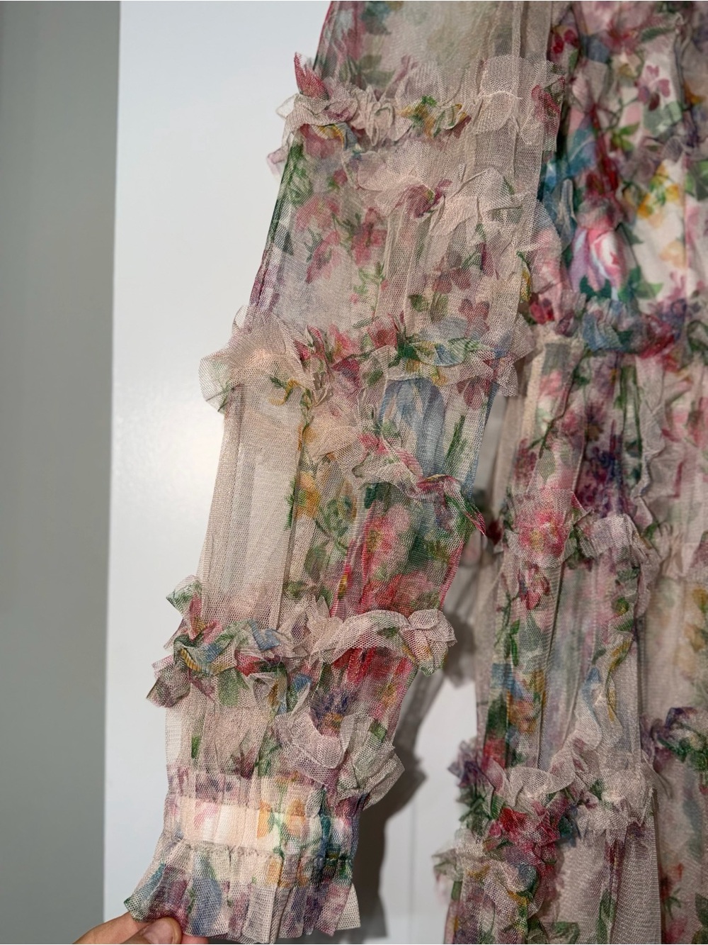 NWT CATCHALL Floral Ruffle Mesh Tiered Maxi Dress Romantic Cottagecore - Picture 6 of 11